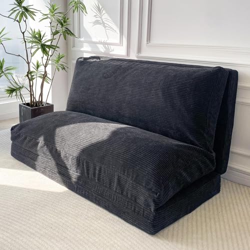 MAXYOYO Folding Sofa Bed, Convertible Chair Couch, Floor Bean Bag Sofa - color: Black, size: Classic Single