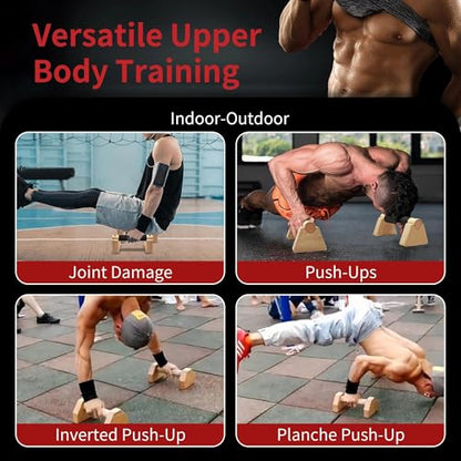 Wooden Parallettes Bars – Pair of 20CM Solid Wood Push Up Bars for Calisthenics, Handstand Training & Strength Workouts, Non-Slip Base Handstand Blocks & Pushup Handles for Home Gym Fitness