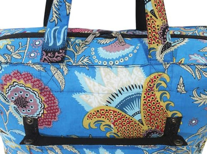 INDIAN CRAFT CASTLE Tote Bag with Yoga Mat Carrier Pocket Carryall Shoulder Bag for Office, Workout, Pilates, Travel, Beach and Gym - color: Blue