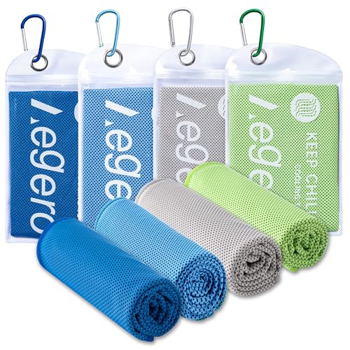 4Pack Cooling Towel 40"x12" Cooling Neck Wraps,Soft Breathable ChillyTowel - color: Light Blue/Green/Deep Blue/Grey