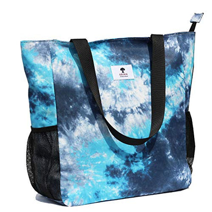 ESVAN Original Floral Water Resistant Large Tote Bag Shoulder Bag for Gym Beach Travel Daily Bags Upgraded - color: [D]