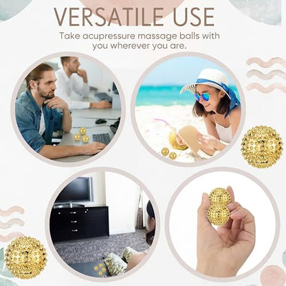 6 Pcs Magnetic Spiky Massage Ball Hand Exercise Relief, Gold - color: Gold