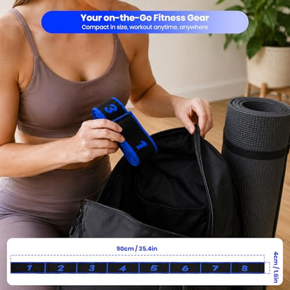 Resistance Band for Stretching, Yoga, Pilates and Fitness, Number Stretch Fitness Band with Clear Markings, 8-Section Elastic Latex Training Bands with Adjustable Tension for Body Shaping - color: Blue-Black