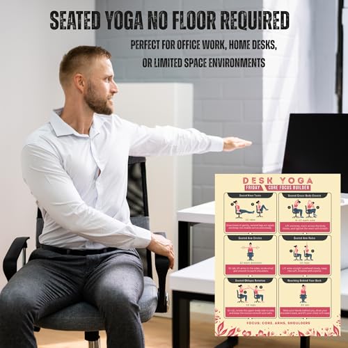 Desk Yoga 7-Day Seated Stretching Routine – Chair Yoga Workout Charts, Office Exercise Program for Neck, Shoulders & Back, Daily Mobility & Stretch Guide for Home or Work