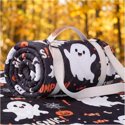 RYCHIC Waterproof Picnic Blanket Beach Mat Outdoor Rug Tent Floor Carpet Extra Large Foldable Sandproof Autumn Decor Halloween Decoration Roadside Outdoor Thanksgiving Essentials Fall Party Gift - color: Halloween Ghost Plaid