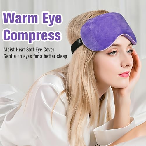 BeHoomi Cooling & Heated Eye Mask, Weighted Eye Mask for Sleeping, Purple - color: Purple