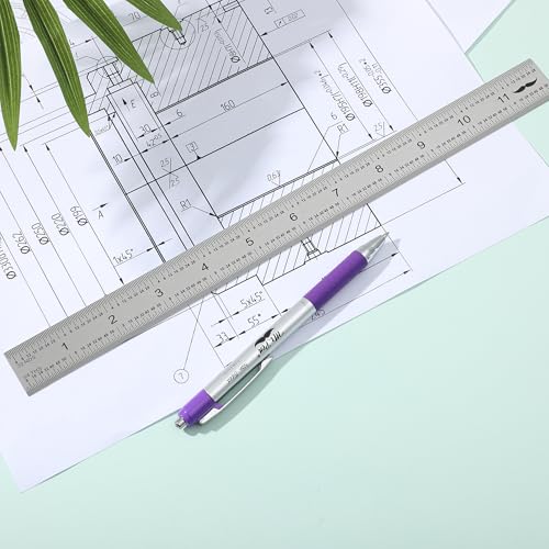 Mr. Pen- Machinist Ruler, 12 Inch, Stainless Steel Imperial | Precision Measuring Tool, 1/8", 1/16", 1/32", 1/64" Graduation for Engineering, Carpentry, Drafting, Office, School - style: 12 inch