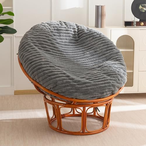 HIGOGOGO Papasan Chair Cushion with Thick Corduroy Cover (Without Chair), 48 x 48 Inch Supportive Cushion, Dark Grey - color: Dark Grey