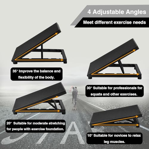 Professional Steel Slant Board Calf Stretcher Adjustable Balance Board with Non-Slip Surface for Ankle and Foot Stretching