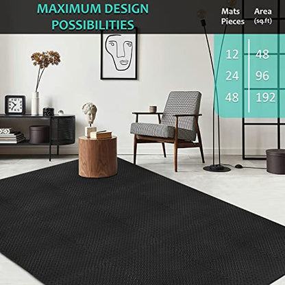 BEAUTYOVO Puzzle Exercise Mat with 12/24/48 Tiles Interlocking Foam Gym Mats, 24'' x 24'' EVA Foam Floor Tiles, Protective Flooring Mats for Gym Equipment - color: 96 Sq.ft/24 Tiles - All-black