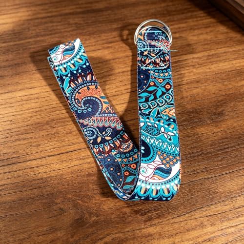 Boho Mandala Yoga Strap with D-Ring Buckle,Adjustable Polyester Stretch Band for Pilates,Stretching,Fitness and Daily Exercise,Portable Workout Accessory