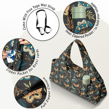 Yoga Mat Bag for Women Men Large Yoga Bag Travel - color: Butterfly