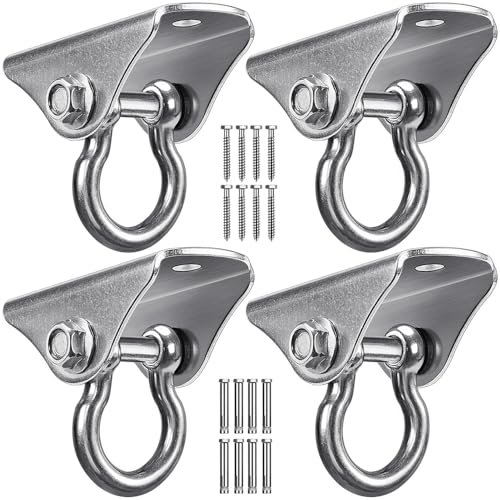 BeneLabel 4Pack Stainless Steel Swing Hanger Ceiling Mount 1000 LB Capacity 180° Swing Swing Hardware for Swing Seat, Yoga, Heavy Bag, Porch Swing, Hanging Chair with 8 Screws and 8 Expansion Bolts - color: 180° Swing(4 Pack)