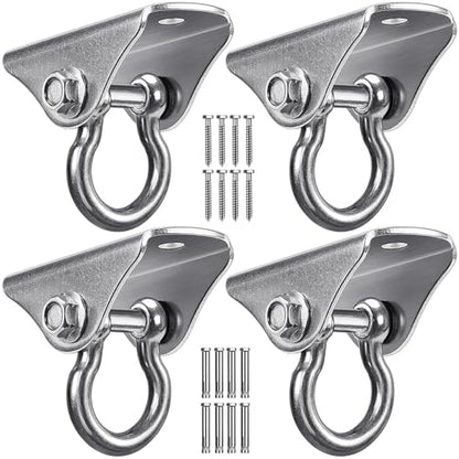 BeneLabel 4Pack Stainless Steel Swing Hanger Ceiling Mount 1000 LB Capacity 180° Swing Swing Hardware for Swing Seat, Yoga, Heavy Bag, Porch Swing, Hanging Chair with 8 Screws and 8 Expansion Bolts - color: 180° Swing(4 Pack)