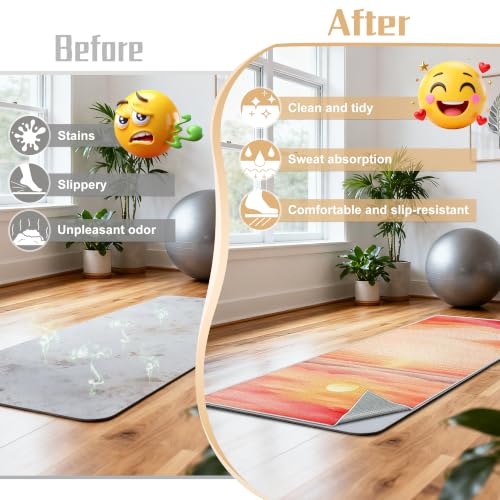 Yoga Mat Towel, Hot Yoga Towel High-Definition Pattern, Machine Washable with Ultra-Absorbent Yoga Towels for Hot Yoga Non Slip for Fitness, Exercise, Pilates, 72 x 27 in, Sunset - color: Sunset