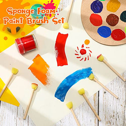 Sabary 100 Pcs Round Sponges Foam Brush Set Paint Sponge Brushes with Wooden Handle Sponge Painting Stippler Set DIY Painting Tools Stippling Kits for Arts and Crafts Acrylic(0.6 Inch) - size: 0.6 Inch