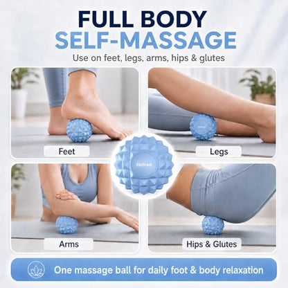 Premium Silicone Foot Massage Ball, 3.3 Inch Spiky Massage Ball for Plantar Fasciitis Relief, Deep Tissue Trigger Point Ball for Feet, Heel, Arch, Legs, Arms & Glutes, Odor-Free