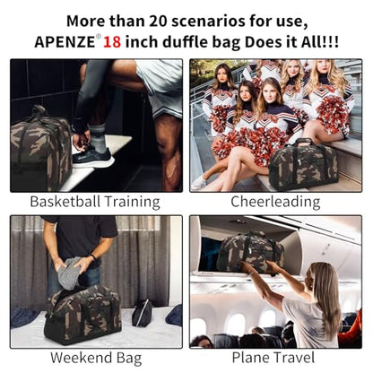 Apenze Small Gym Bag 18 inch Carry On Duffel Bag for Weekender Travel - Camouflage - color: Camouflage, size: 18inch