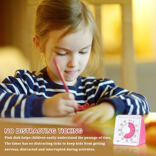 60-Minute Visual Timer for Kids, Management Classroom Timer, Pink | Classroom, Home Edition Study Visual Timer - Silent Countdown Timer for Toddlers, Kids, Teachers and Adults - color: Pink