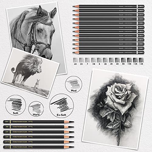 Brusarth Art Supplies Drawing and Sketching for Artists, 42 Pack | Art Sketch Supplies with Sketchbook, Include Graphite Pencil,Charcoal Pencil,Sharpener,Eraser Art Supplies for Artists