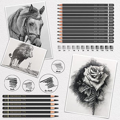Brusarth Art Supplies Drawing and Sketching for Artists, 42 Pack | Art Sketch Supplies with Sketchbook, Include Graphite Pencil,Charcoal Pencil,Sharpener,Eraser Art Supplies for Artists