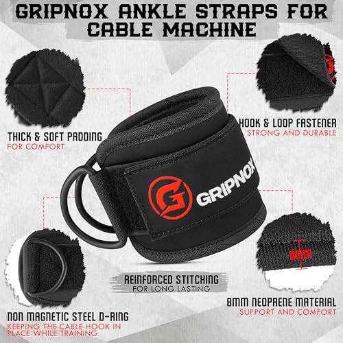 Ankle Strap for Cable Machine – Adjustable Neoprene Padded Ankle Cuff for Glute Kickbacks, Leg Extensions, Hip Abductors & Lower Body Workouts, One Size Fit for Women & Men - color: Black - Pair