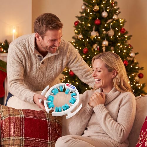 Cellulite Massage Tool, Anti-Cellulite Roller- Lymphatic Drainage Massager - Muscle Roller, Deep Fascia Massage, Dimpled Skin Removal, Legs/Thighs/Buttocks (15 Wheel - Cyan) - color: White and Cyan