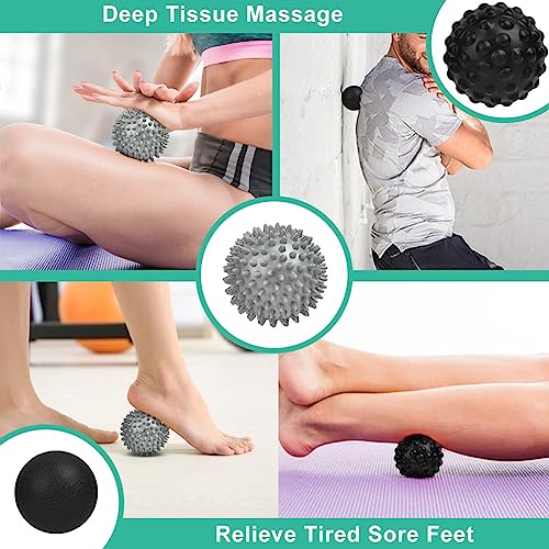 URAQT Spiky Massage Ball, 3 Pack Hard Spiky Massage Ball Roller Set, Professional Physical Therapy Massage Balls for Myofascial Release, Trigger Point Deep Tissue Massage, Plantar Fasciitis Recovery - color: 3pcs-b