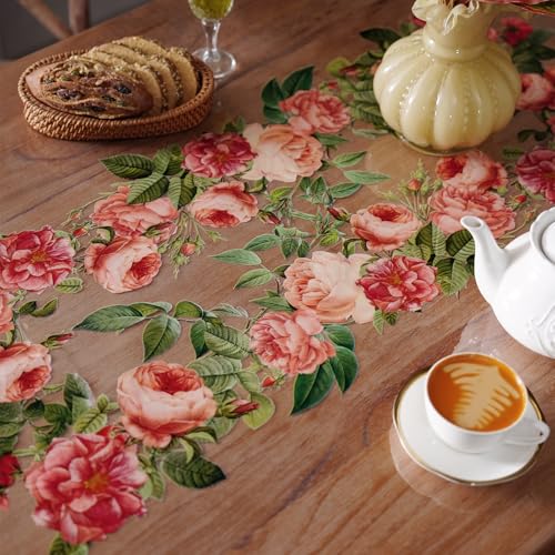 Clear Table Protector Cover Vinyl Rose PVC Tablecloth, 60"x104" | Dining Room, Kitchen Meals, Tabletop Protection, Easy Cleanup, Brunch, Parties, Holiday Gatherings, Everyday Use - color: Rose, size: 60" x 104" (Rectangular)