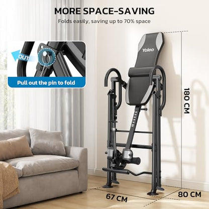 YOLEO Gravity Inversion Table for Back Pain Relief 2026 New Inversion Table | w/Lumbar Support, Easy to Assemble, Back Stretcher Machine 300 lbs - color: Grey