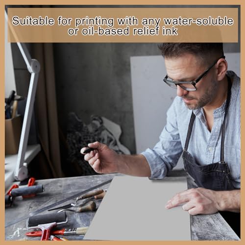 Yeaqee 4 Pcs 12 x 18 Inch Linoleum Block Rubber Carving Block Soft Linocut Blocks Large Linoleum Sheet Unmounted Lino Plates for Engraving Art Project Printmaking Artist Studio Supplies (Gray) - color: Gray, size: 12 x 18 Inch