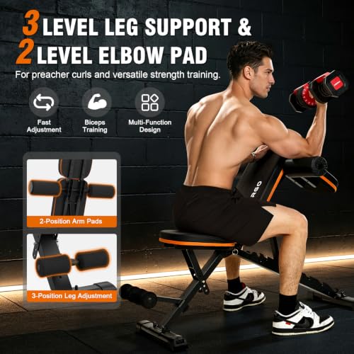 Adjustable Weight Bench for Home Gym, Foldable Workout Bench, Incline Bench