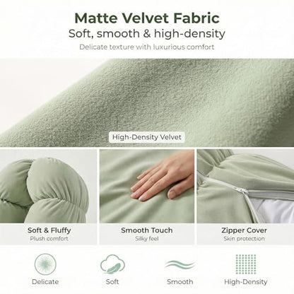 Pat. Pend. Cylinder Pillow for Bed, 39 Inch, Celadon Green - color: Celadon Green, size: 39"x 7.87"