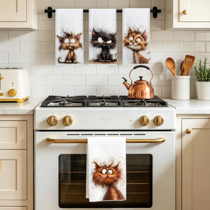 4 Pcs Funny Cat Kitchen Towels, Cute Cats Gifts Reusable Hand Towels-05 - color: Multi 1622