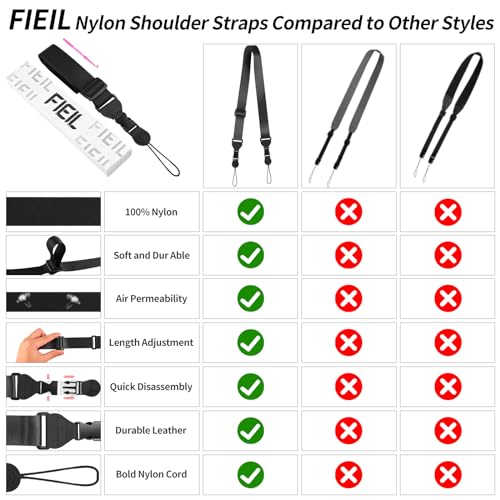 FIEIL Adjustable Shoulder Strap, Nylon Camera Strap, Comfortable Neck Strap for iPad, Cellphone Tablet, Camera, Laptop, Binocular, Luggage Bag (Dark gray Universal Lanyard) - color: Dark Gray