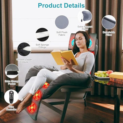 Full Body Massage Mat with Heat, Shiatsu Neck Massager, Body Massager Pad Cushion for Bed & Recliner, Back Massage with Vibration Therapy for Total Body Relaxation