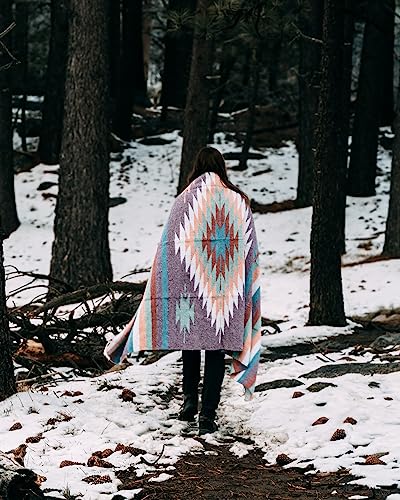 Open Road Goods Aztec Navajo Style Blanket, Throw, or Yoga Bolster - Handwoven Mexican Diamond Blanket (Pastel Blanket) - color: Pastel Blanket