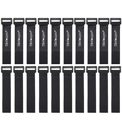 Wisdompro 20 Pack 0.8 x 8 In Small Hook and Loop Tie Down Straps Heavy Duty - size: 0.8 x 8 Inch, 20 Pack
