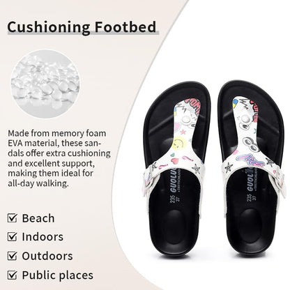 Women Arch Support Flip Flops – Adjustable - color: Animal Prints, size: 5