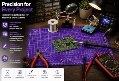 KC GLOBAL A3 (19"x13") Professional Grade Self-Healing Cutting Mat (Purple) - Odor-Free, Double-Sided, Eco-Friendly, Non-Slip, Premium Desk mat for DIY, Crafting, Model Building,and Art Projects - size: 19"L x 13"W