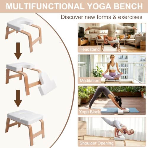 Yoga Headstand Bench, Stand Yoga Chair for Balance Training(White)