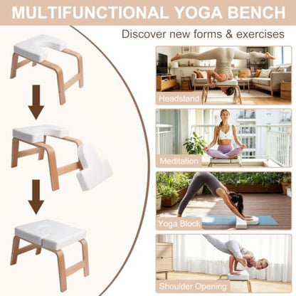 Yoga Headstand Bench, Stand Yoga Chair for Balance Training(White)