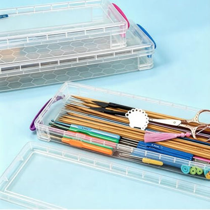 15″ Knitting Needle Case Organizer, Crochet Hook Case with Lid,Storage Box | Up to 38cm, for Long Stuff Storage, Knitting & Crochet Accessory, Paint Brush, Skewer Organizer
