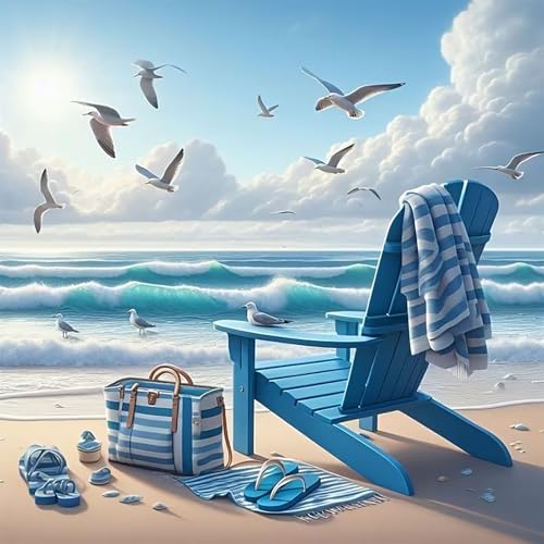 APTDYIGL 5D Beach Landscape Diamond Painting Kits for Adults Beginner,DIY Seagull Diamond Art Kits for Adults,Round Full Drill Diamond Dots with Gem Art Kits,Home Wall Decor 13.7X13.7inch - color: HP111