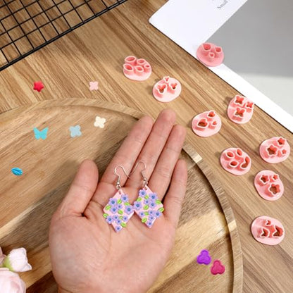 10 PCS Polymer Clay Cutters, Flower Petal Clay Cutter for Earrings Making 10 Shapes Floral Leaf Butterfly Heart Clay Molds DIY Jewelry Tools