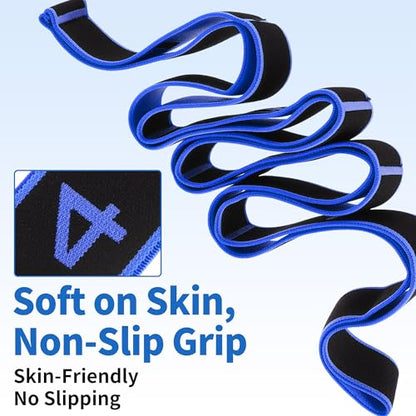 Stretch Strap, Yoga Stretching Band, Elastic Stretching Strap, Yoga Stretch Strap with 8 Loops, for Effective Stretching - color: Blue