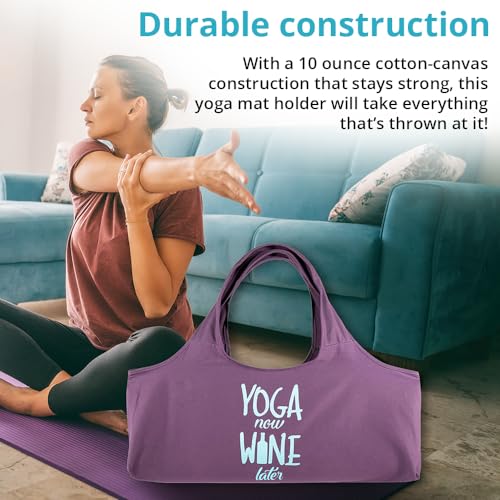 Wild Essentials Yoga Bag, Exercise, Tote, Large Carrier, Shoulder Strap, Inner Pocket, Fits Most Mats, Recycled Cotton Canvas - color: Black-Balance