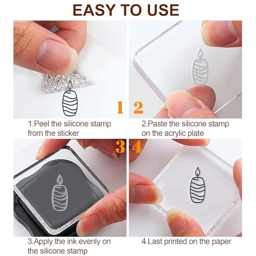 6 Pcs Clear Stamps for Birthday Card Making Supplies 20 Ink Pad | 3 Acrylic Stamp Block, Silicone Stamp with Birthday Word Candle Banner Cake Stamps for Crafting DIY Scrapbooking Journal - style: 29Pcs Celebrate Clear Stamps