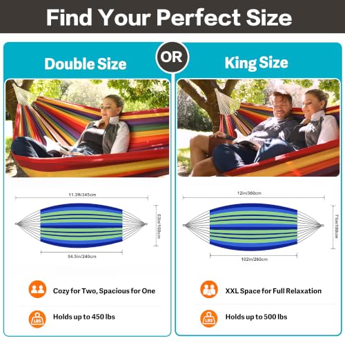 Brazilian Double Hammock with Tree Straps, King Size, 500 lbs Capacity - color: Red Stripe, size: XX-Large