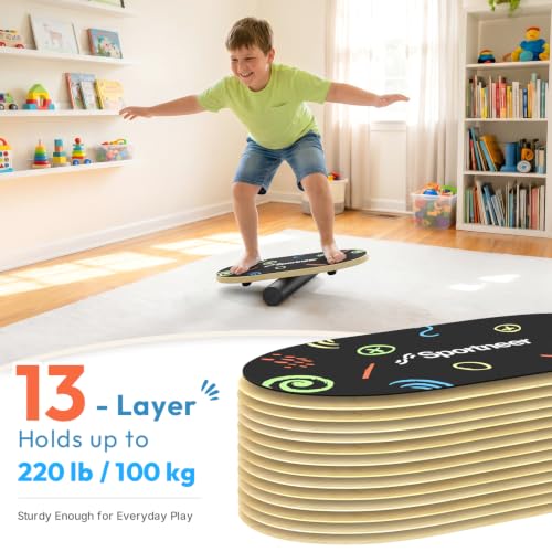 Sportneer Kids Balance Board, 4-Mode Adjustable Balance Trainer - color: Doodle Black